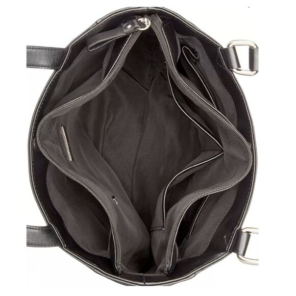 GIANI BERNINI Nappa Classic Black Leather Tote Bag Zip Top Purse NWT $129.50 - Picture 3 of 6